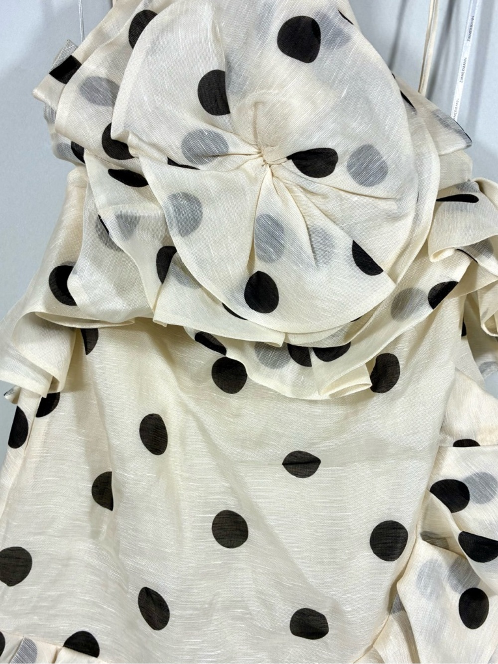 Zimmermann Crush Ruffle Halter Polka Dot Linen Silk Organza Mini Dress 4 US NWT - Picture 11 of 17